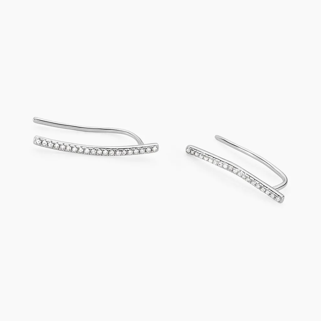 Histoire d'Or Boucles D'oreilles Grimpantes Fadoua Or Blanc Diamants Clearance