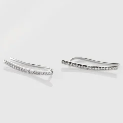 Histoire d'Or Boucles D'oreilles Grimpantes Fadoua Or Blanc Diamants Clearance