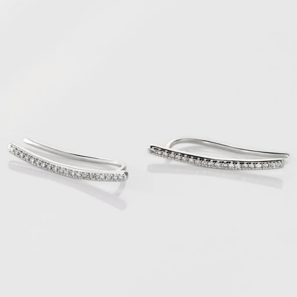 Histoire d'Or Boucles D'oreilles Grimpantes Fadoua Or Blanc Diamants Clearance