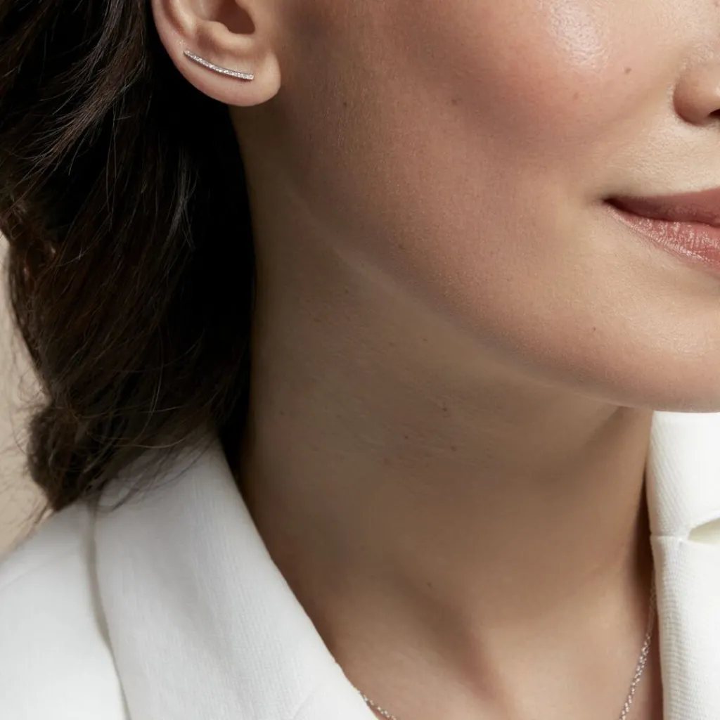 Histoire d'Or Boucles D'oreilles Grimpantes Fadoua Or Blanc Diamants Clearance