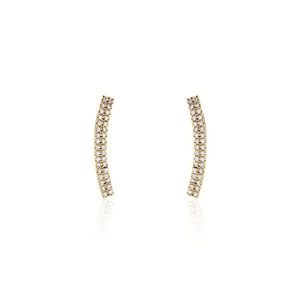 Histoire d'Or Boucles D'oreilles Grimpantes Jennyferine Plaqué Or Jaune Oxydes New