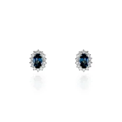 Histoire d'Or Boucles D'oreilles Or Blanc Quintilla Topazes London Blue Et Oxydes