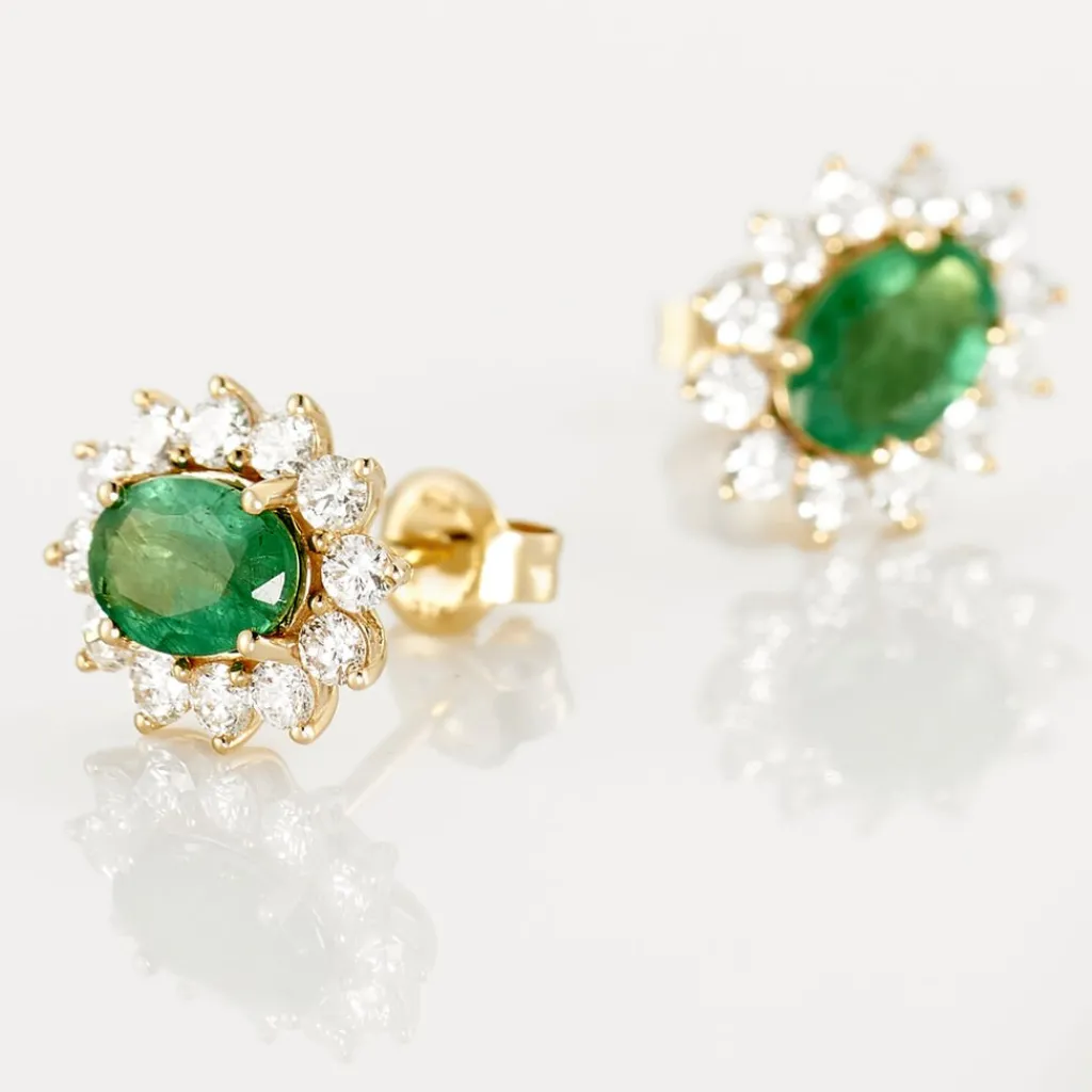 Histoire d'Or Boucles D'oreilles Diamants or jaune emeraude Online