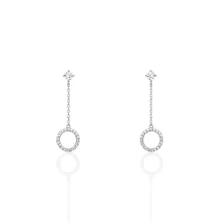 Histoire d'Or Boucles D'oreilles Pendantes Lim Or Blanc Oxyde De Zirconium Hot