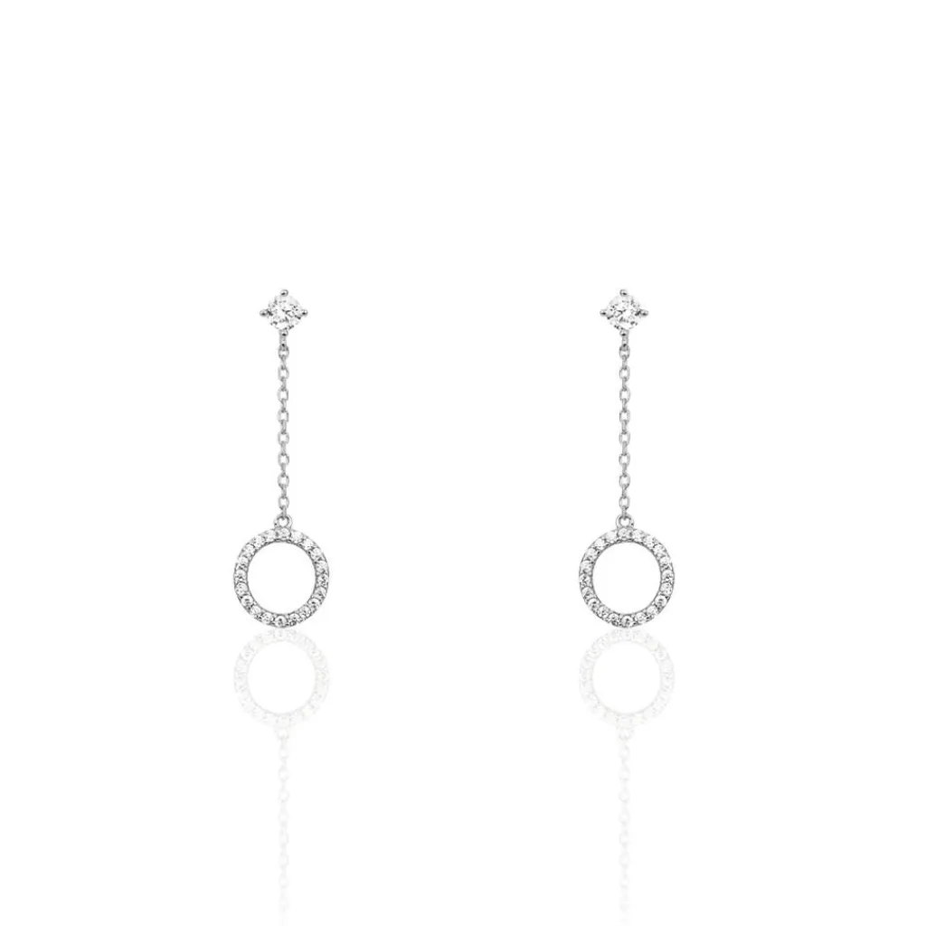 Histoire d'Or Boucles D'oreilles Pendantes Lim Or Blanc Oxyde De Zirconium Hot