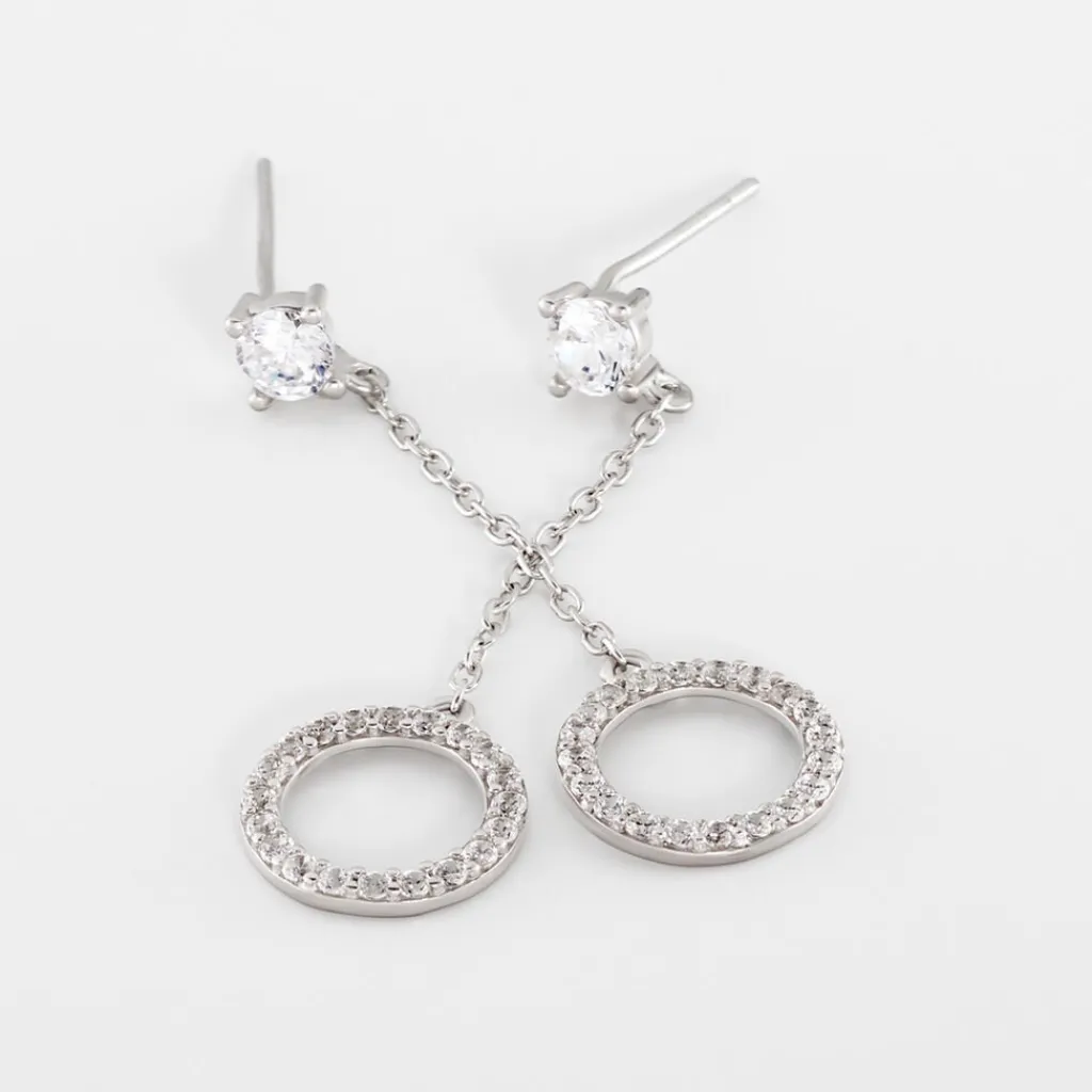 Histoire d'Or Boucles D'oreilles Pendantes Lim Or Blanc Oxyde De Zirconium Hot