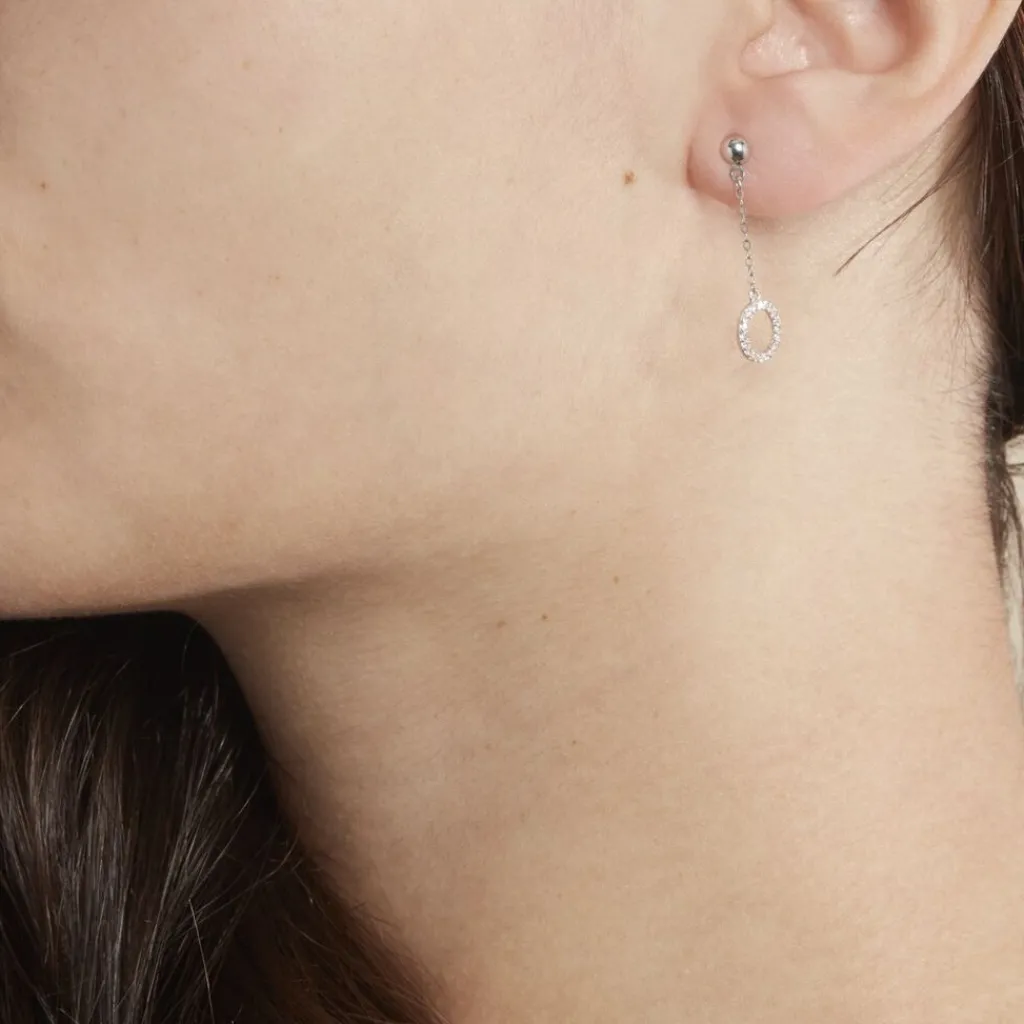 Histoire d'Or Boucles D'oreilles Pendantes Lim Or Blanc Oxyde De Zirconium Hot