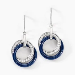 Histoire d'Or Boucles D'oreilles Pendantes Grizzel Argent Blanc Céramique Oxyde argent blanc céramique bleue Sale