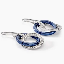 Histoire d'Or Boucles D'oreilles Pendantes Grizzel Argent Blanc Céramique Oxyde argent blanc céramique bleue Sale