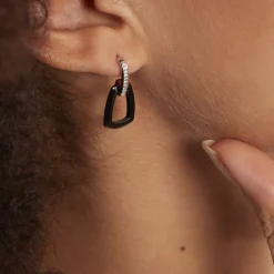 Histoire d'Or Boucles D'oreilles Pendantes Ezra Argent Blanc Céramique Et Oxyde New