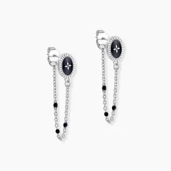 Histoire d'Or Boucles D'oreilles Pendantes Polka Argent Blanc Hot