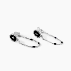 Histoire d'Or Boucles D'oreilles Pendantes Polka Argent Blanc Hot