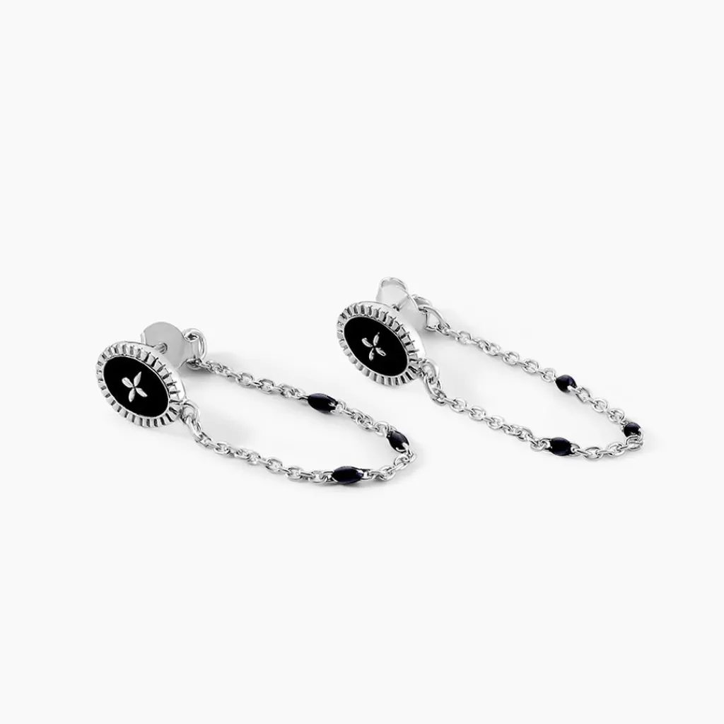 Histoire d'Or Boucles D'oreilles Pendantes Polka Argent Blanc Hot