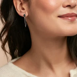 Histoire d'Or Boucles D'oreilles Pendantes Polka Argent Blanc Hot