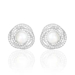 Histoire d'Or Boucles D'oreilles Pendantes Matilda Argent  Perle Culture Et Oxyde New