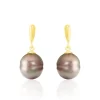 Histoire d'Or Boucles D'oreilles Pendantes Semi-baroque Or Jaune Perle De Tahiti Sale