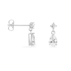 Histoire d'Or Boucles D'oreilles Pendantes Jordaine Or Blanc Oxydes