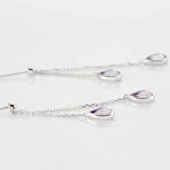 Histoire d'Or Boucles D'oreilles Pendantes Djime Or Blanc Amethyste or blanc amethyste violette