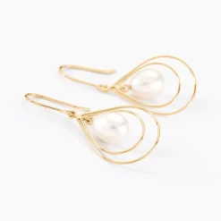 Histoire d'Or Boucles D'oreilles Pendantes Martyna Or Jaune Perle De Culture or jaune perle blanche Clearance
