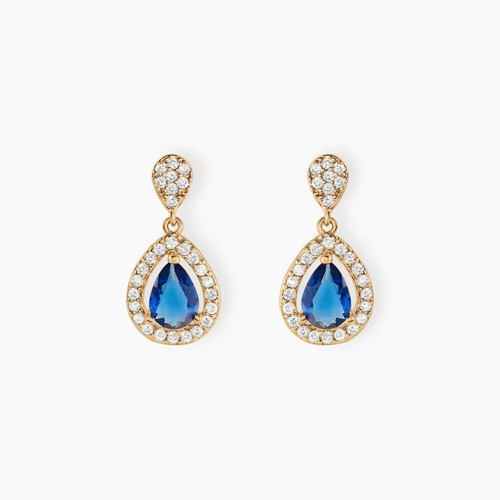 Histoire d'Or Boucles D'oreilles Pendantes Brigita Plaqué Or Pierre De Synthese plaqué or jaune pierre bleu Outlet