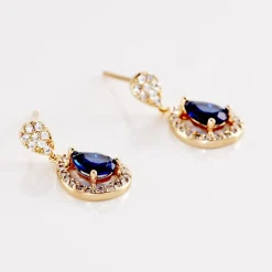 Histoire d'Or Boucles D'oreilles Pendantes Brigita Plaqué Or Pierre De Synthese plaqué or jaune pierre bleu Outlet