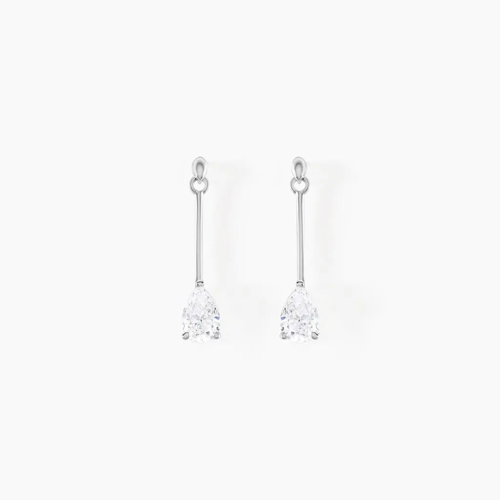 Histoire d'Or Boucles D'oreilles Pendantes Goutte Or Blanc Oxyde De Zirconium Clearance