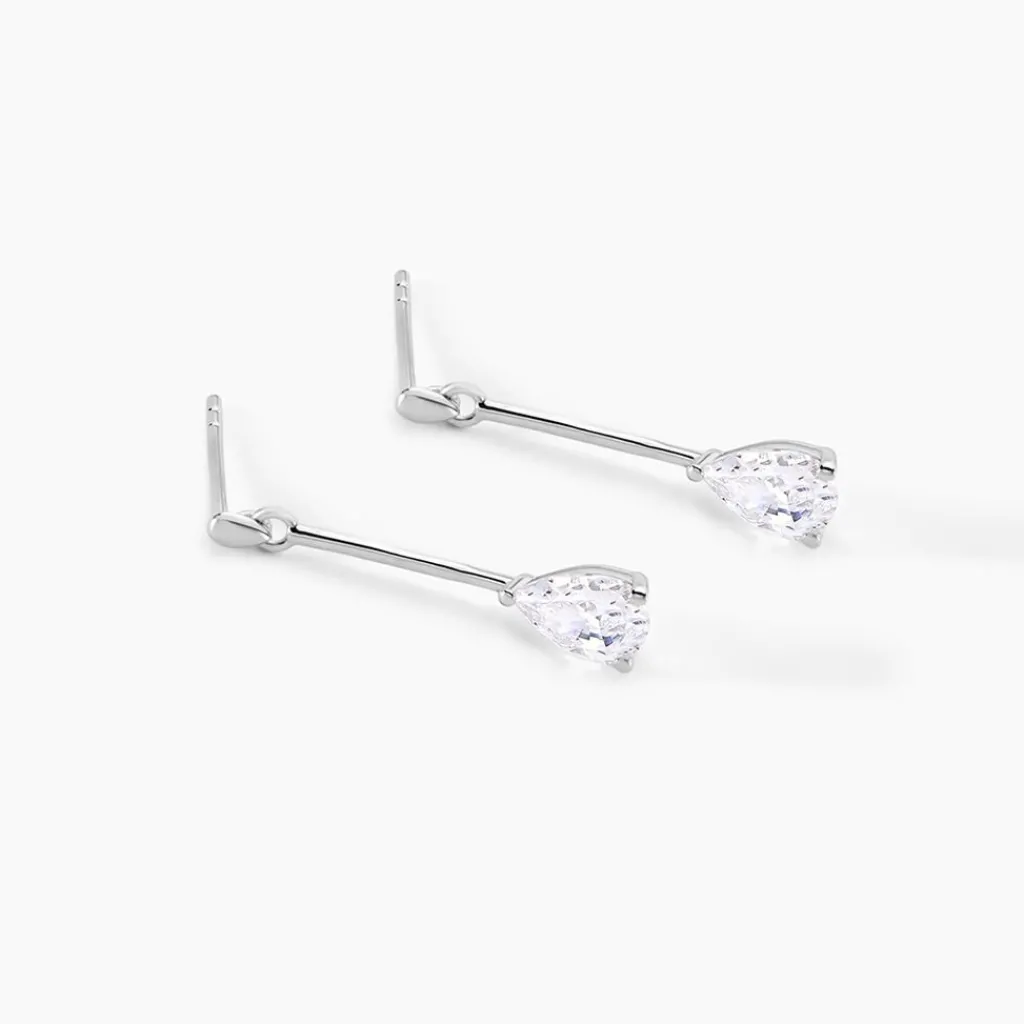 Histoire d'Or Boucles D'oreilles Pendantes Goutte Or Blanc Oxyde De Zirconium Clearance