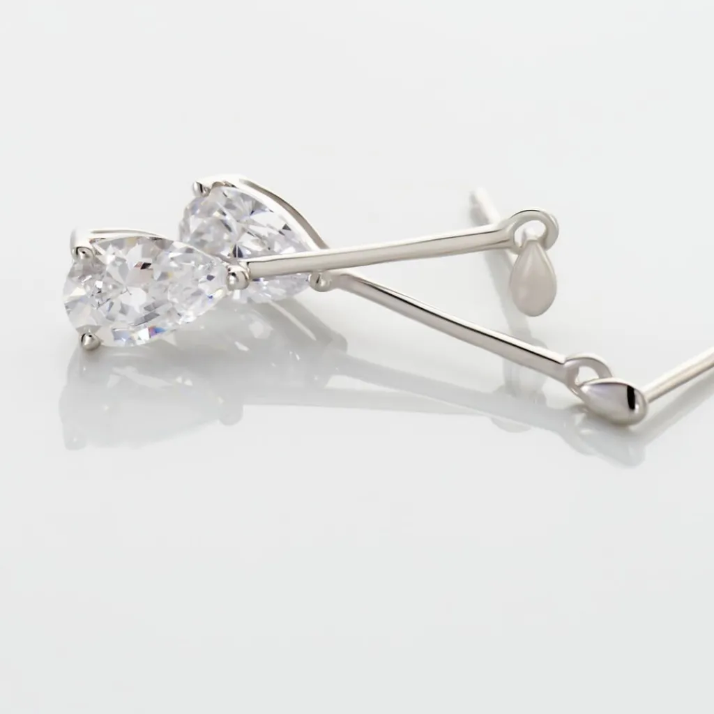 Histoire d'Or Boucles D'oreilles Pendantes Goutte Or Blanc Oxyde De Zirconium Clearance