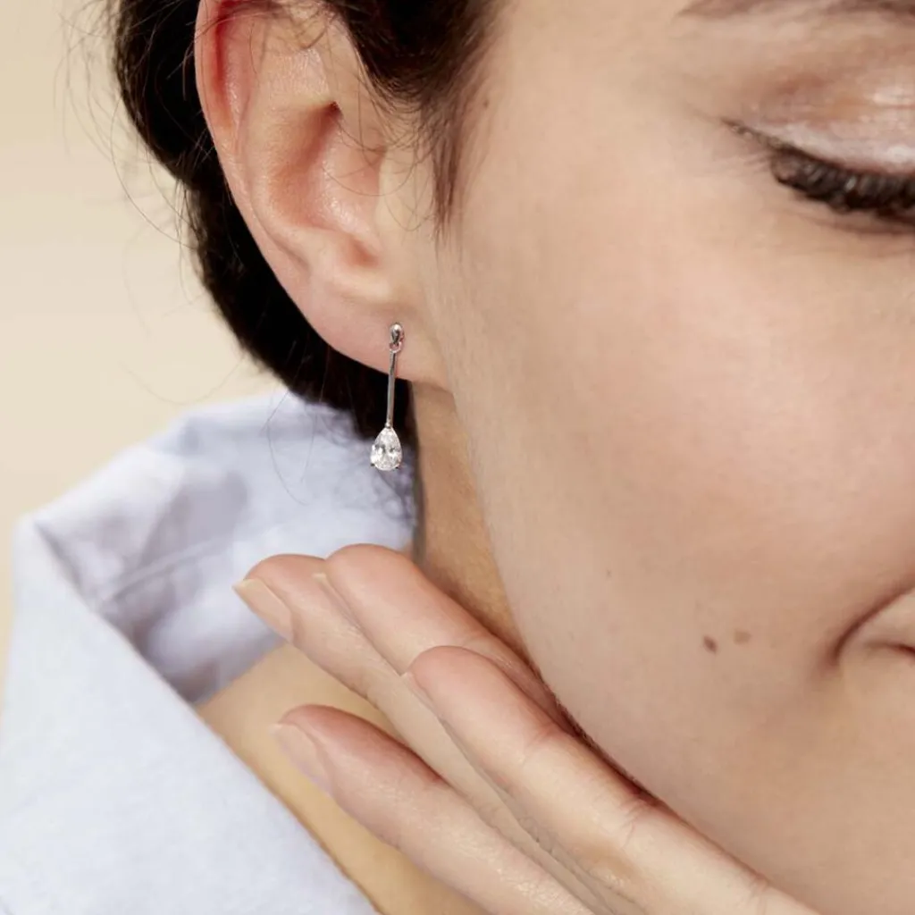 Histoire d'Or Boucles D'oreilles Pendantes Goutte Or Blanc Oxyde De Zirconium Clearance