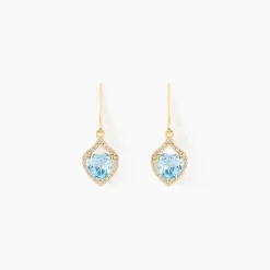 Histoire d'Or Boucles D'oreilles Pendantes Rosaline Or Jaune Topaze Et Oxyde or jaune topaze bleue New