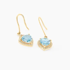 Histoire d'Or Boucles D'oreilles Pendantes Rosaline Or Jaune Topaze Et Oxyde or jaune topaze bleue New