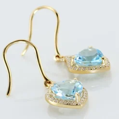 Histoire d'Or Boucles D'oreilles Pendantes Rosaline Or Jaune Topaze Et Oxyde or jaune topaze bleue New
