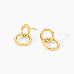 Histoire d'Or Boucles D'Oreilles Pendantes Fino Acier Jaune New