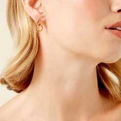 Histoire d'Or Boucles D'Oreilles Pendantes Fino Acier Jaune New