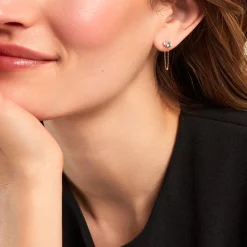 Histoire d'Or Boucles D'oreilles Pendantes Beauté Bleutée Or Jaune Topaze Et Oxyde