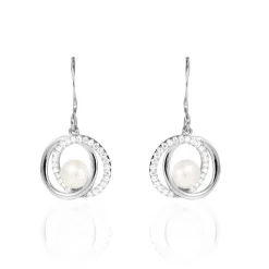 Histoire d'Or Boucles D'oreilles Pendantes Laury Argent  Perle De Culture Et Oxyde Best