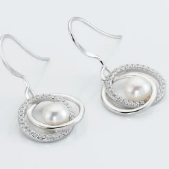 Histoire d'Or Boucles D'oreilles Pendantes Laury Argent  Perle De Culture Et Oxyde Best