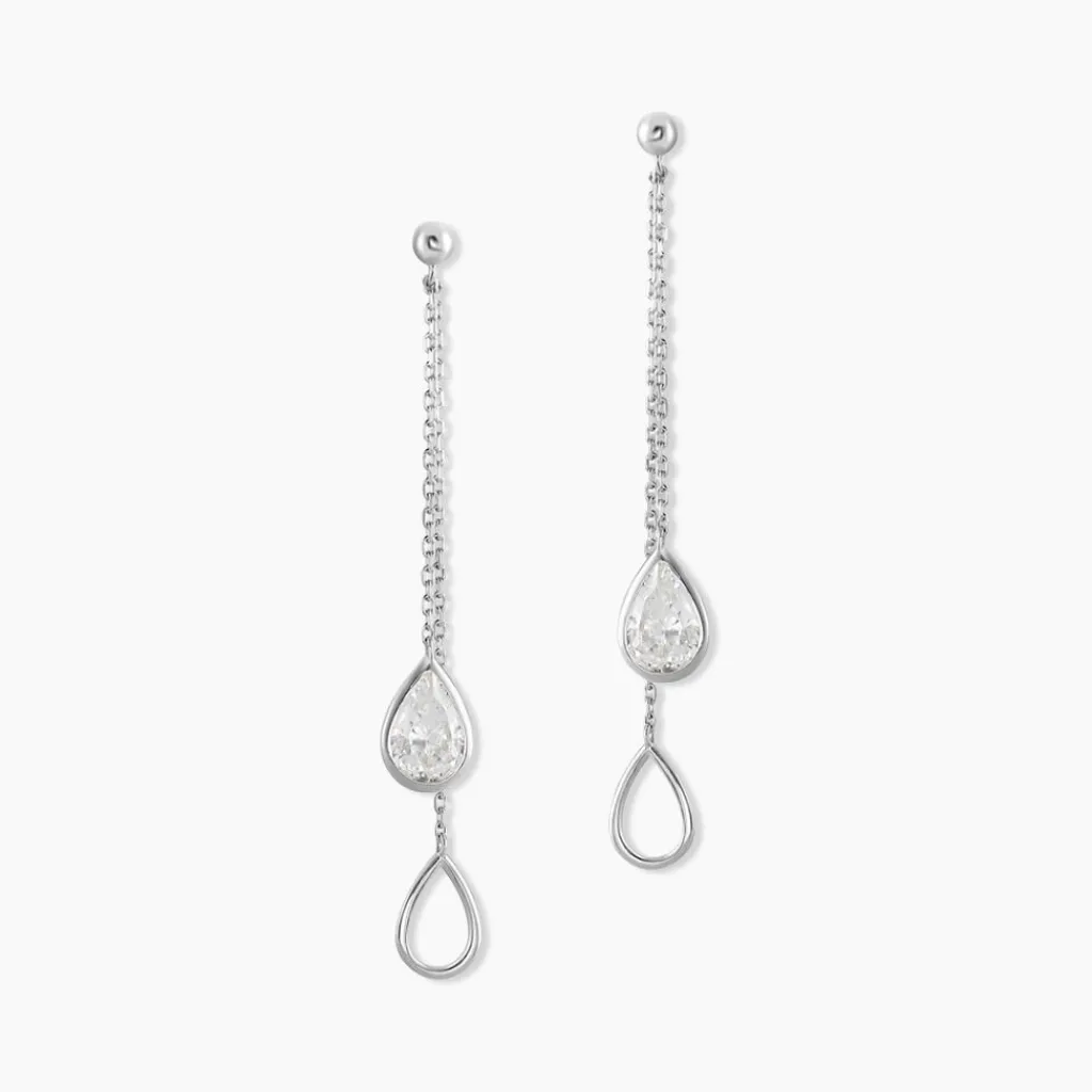 Histoire d'Or Boucles D'oreilles Pendantes Emerika De Zirconium or blanc oxyde Sale