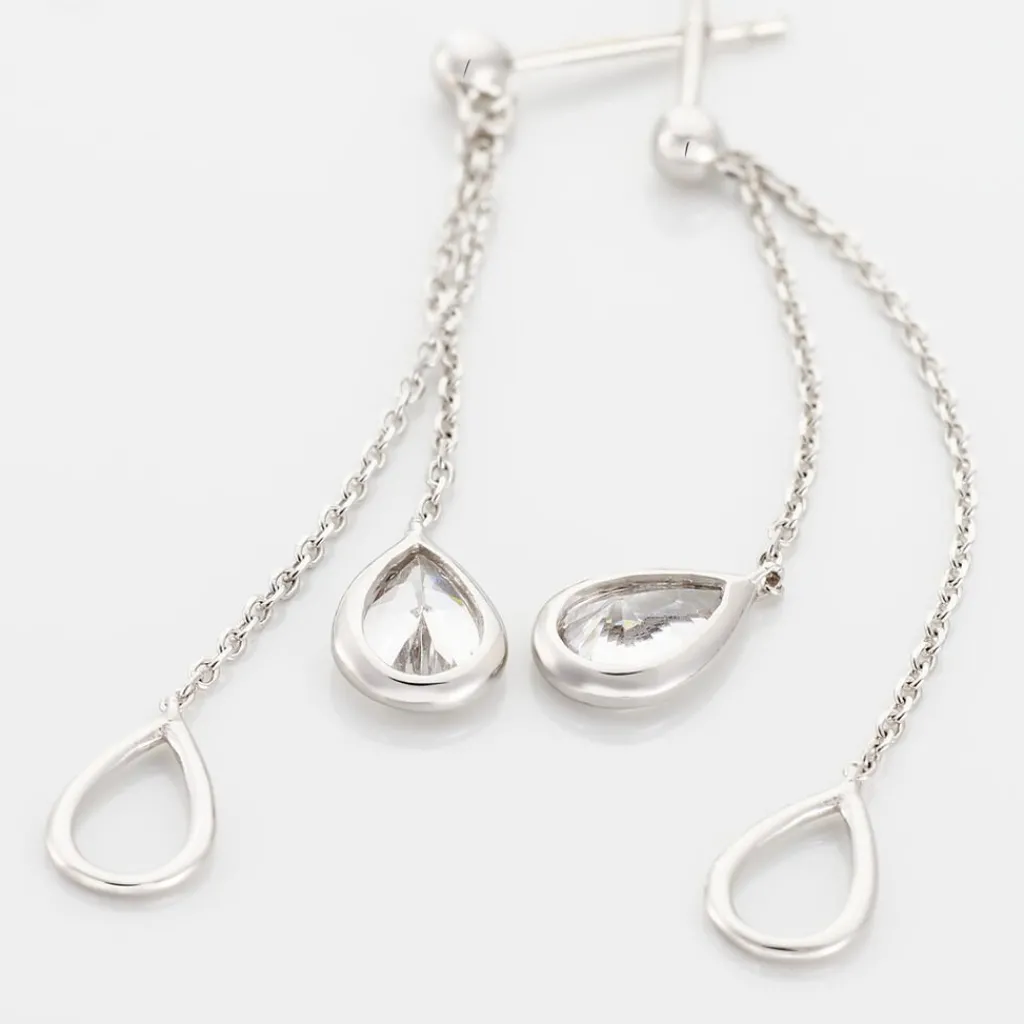Histoire d'Or Boucles D'oreilles Pendantes Emerika De Zirconium or blanc oxyde Sale