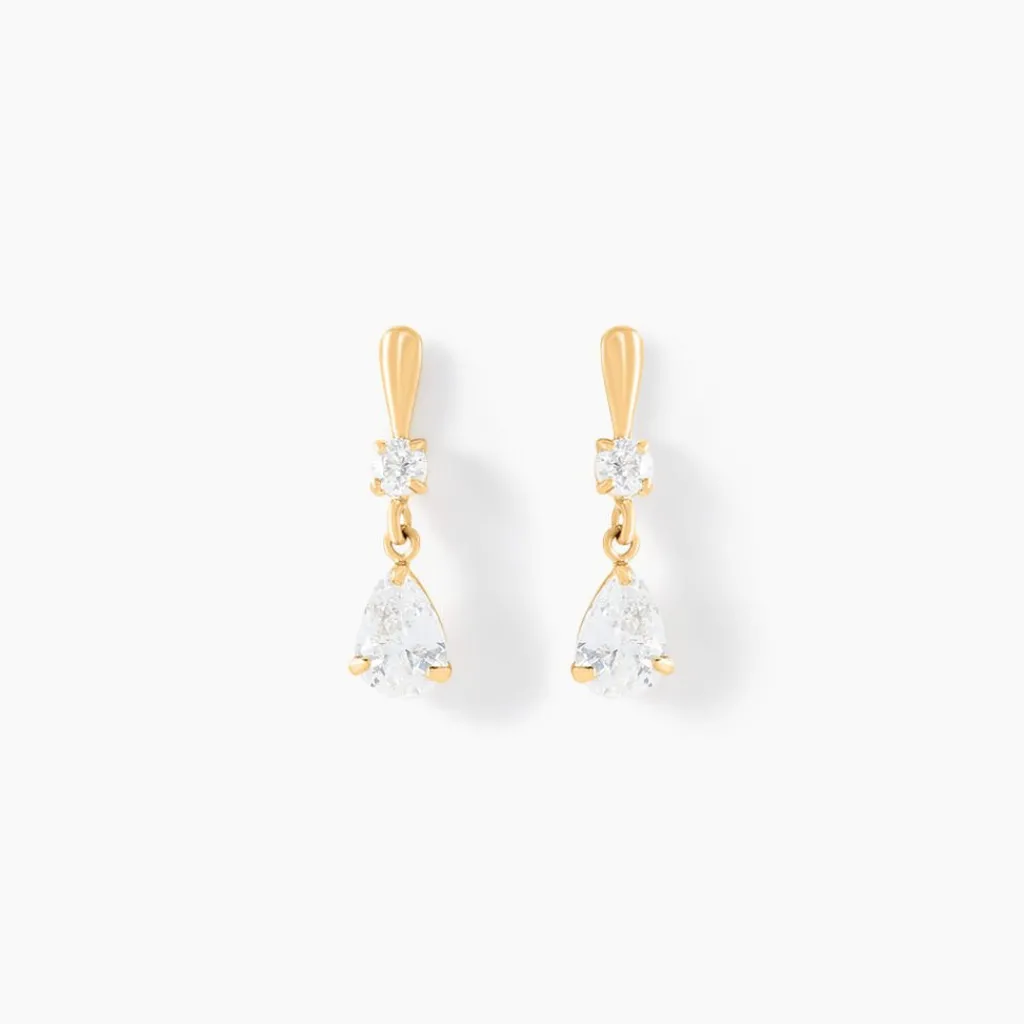 Histoire d'Or Boucles D'oreilles Pendantes Goutte Or Jaune Oxyde De Zirconium