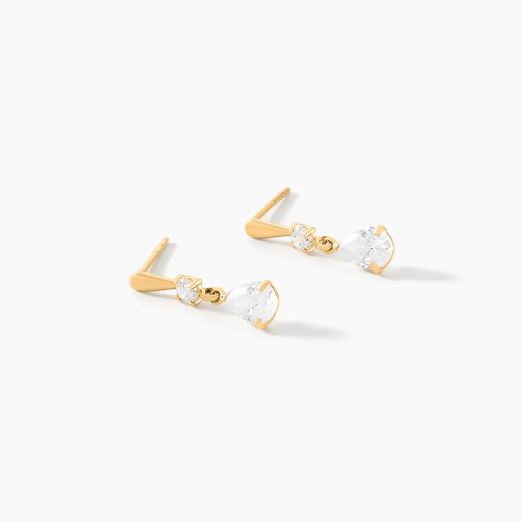 Histoire d'Or Boucles D'oreilles Pendantes Goutte Or Jaune Oxyde De Zirconium