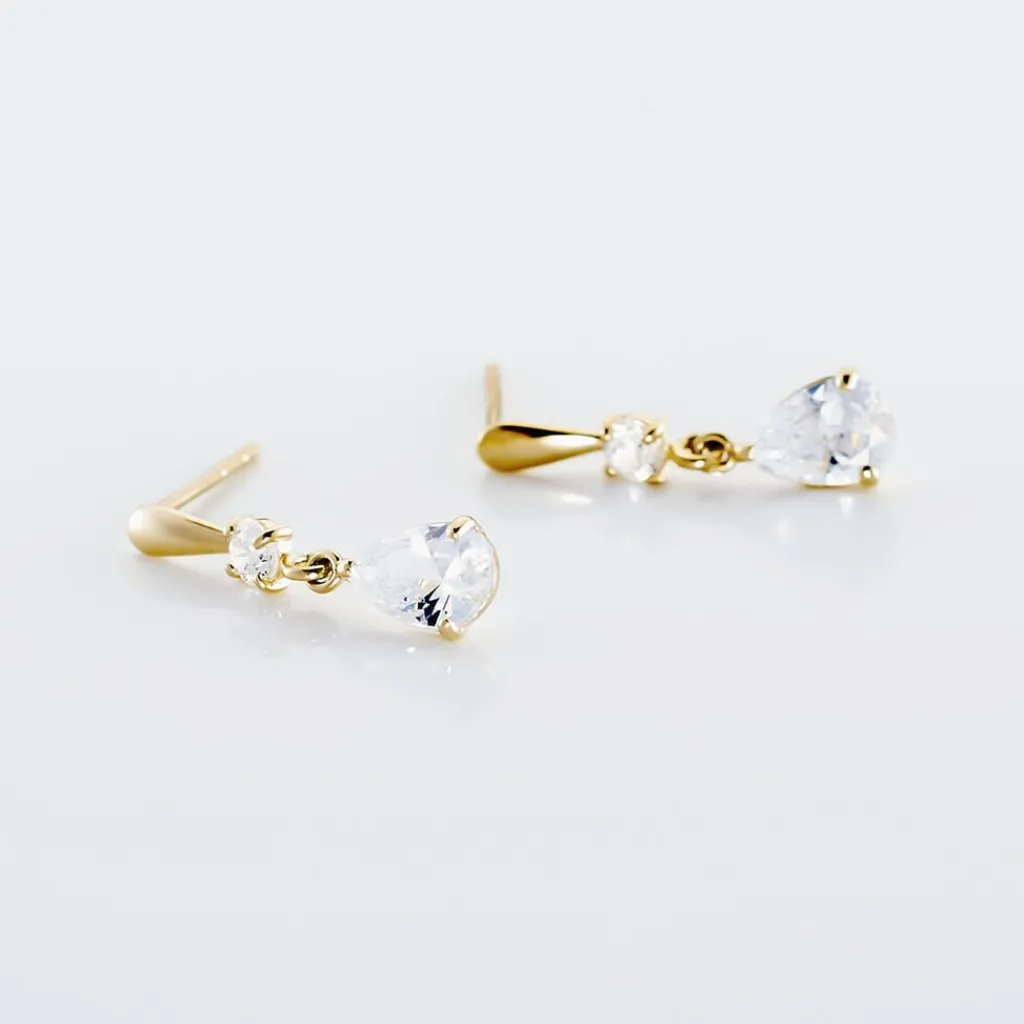 Histoire d'Or Boucles D'oreilles Pendantes Goutte Or Jaune Oxyde De Zirconium