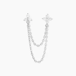 Histoire d'Or Boucles D'oreilles Pendantes Clova Argent Blanc Oxyde De Zirconium New