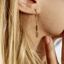 Histoire d'Or Boucles D'oreilles Pendantes Plaqué Or Jaune Libby Discount