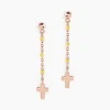 Histoire d'Or Boucles D'oreilles Pendantes Mimosa Argent Rose New
