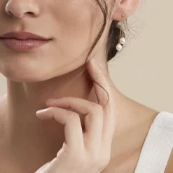 Histoire d'Or Boucles D'oreilles Pendantes Carrine 2 Fils Or Jaune Perle De Culture Hot