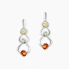 Histoire d'Or Boucles D'oreilles Pendantes Agneta Argent Blanc Ambre
