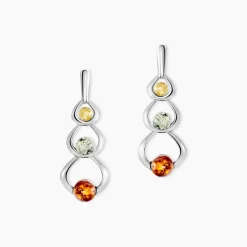 Histoire d'Or Boucles D'oreilles Pendantes Agneta Argent Blanc Ambre