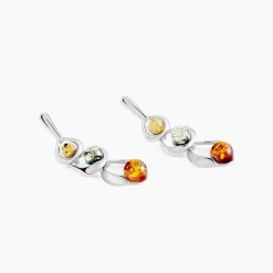 Histoire d'Or Boucles D'oreilles Pendantes Agneta Argent Blanc Ambre