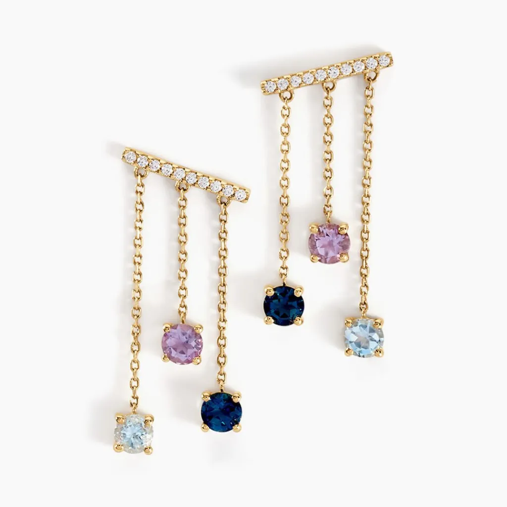 Histoire d'Or Boucles D'oreilles Pendantes Universe Or Jaune Topaze Améthyste or jaune topaze bleu london